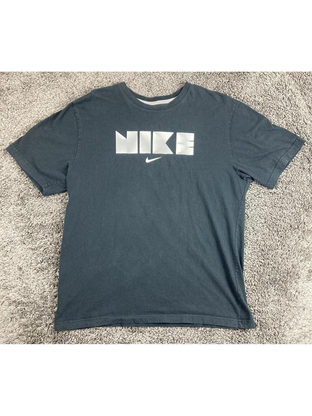 Nike Men T-Shirt Black The Athletic Dept Geometric Block Logo Graphic Tee Sz XL
